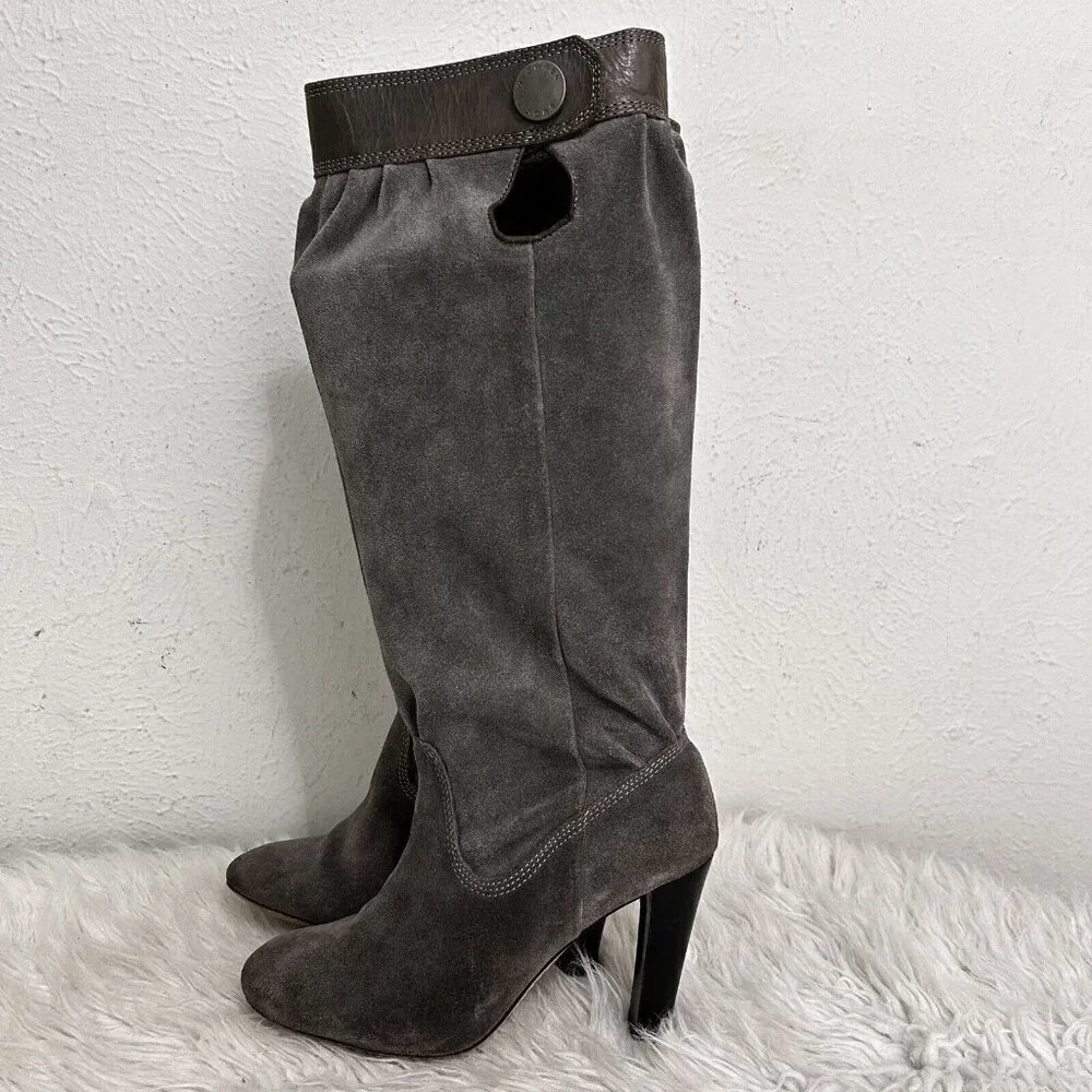 MICHAEL‎ MICHAEL KORS Tall Slouchy Shaft Boots Stale Grey Suede Leather Size 7 M